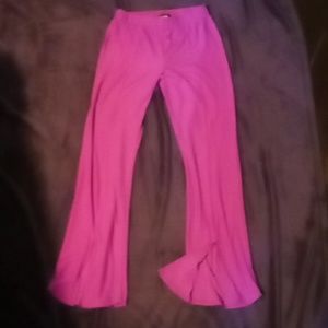 Fabolous soft, size L, pink flare pants with short splits at bottom.